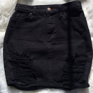 High waist denim skirt